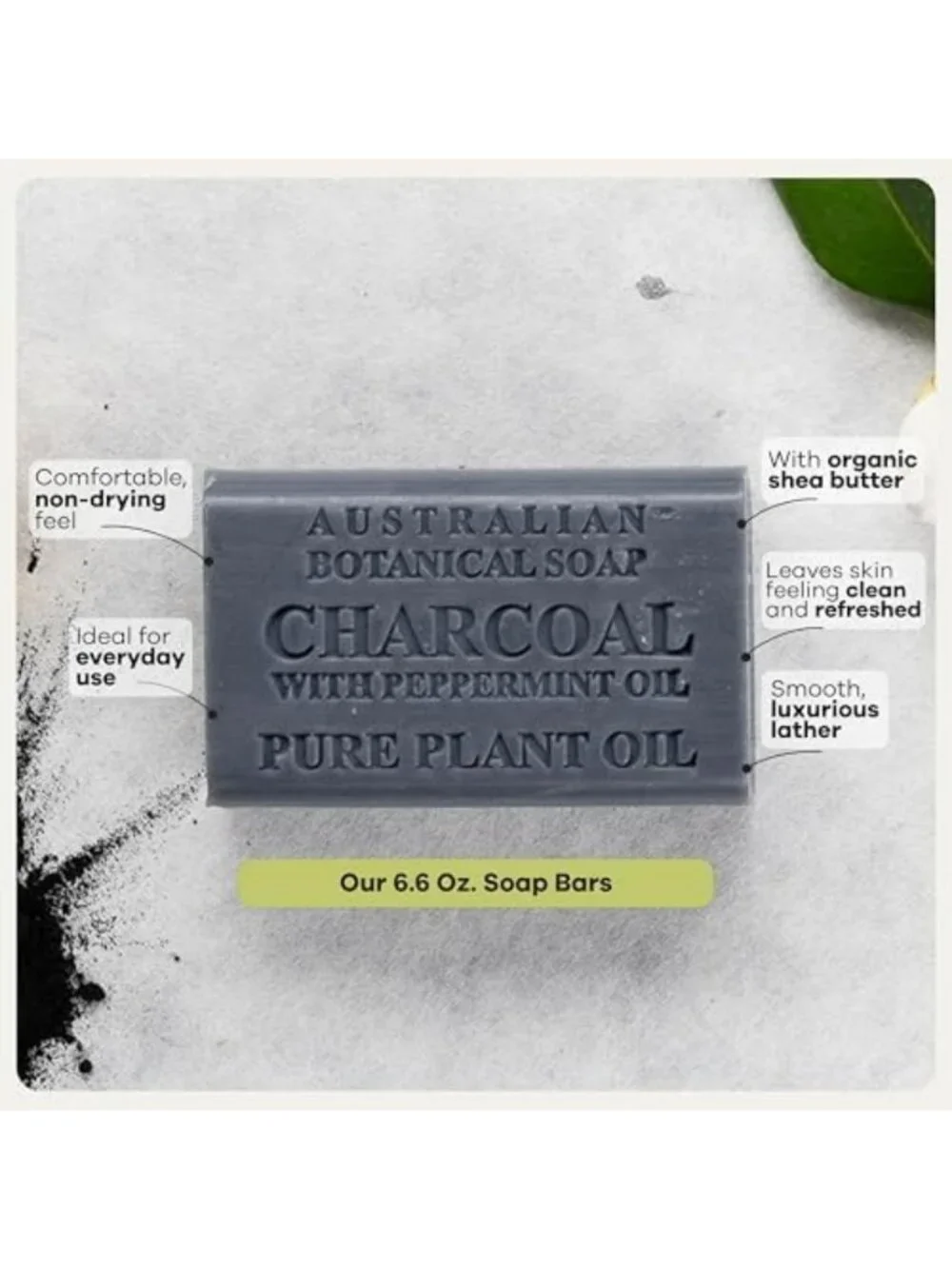 Activated Charcoal Soap Bars - 8 Pack, 6.6 oz Each | Natural Botanical Cleanser